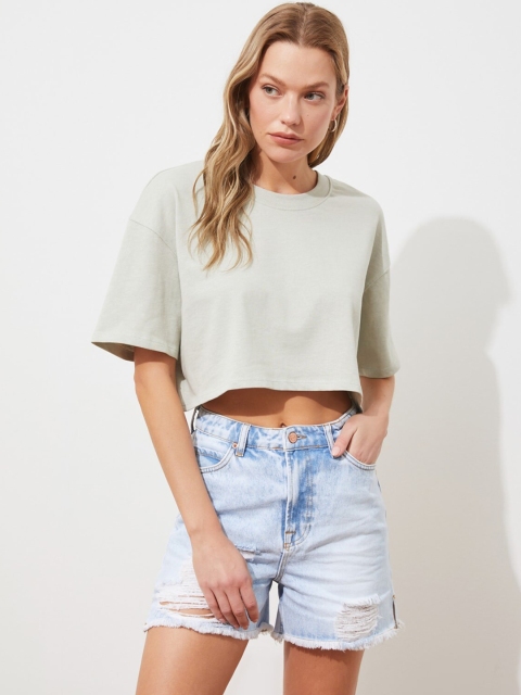 

Trendyol Women Blue Washed Shorts