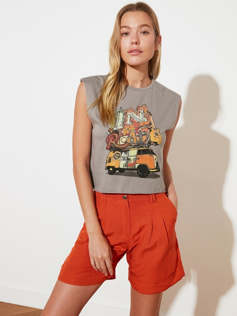 

Trendyol Women Bright Orange Solid Shorts