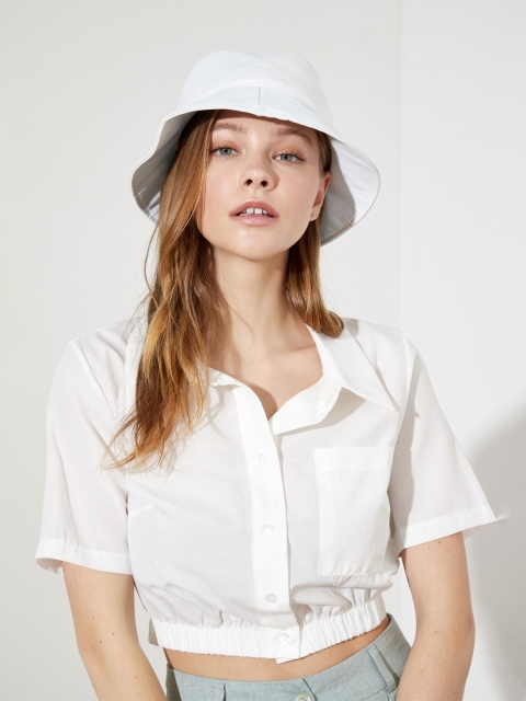 

Trendyol Women Off-White Solid Shirt