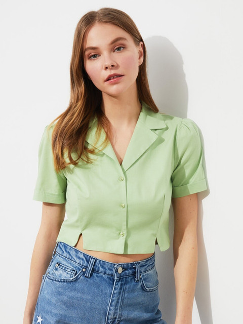 

Trendyol Women Green Solid Shirt