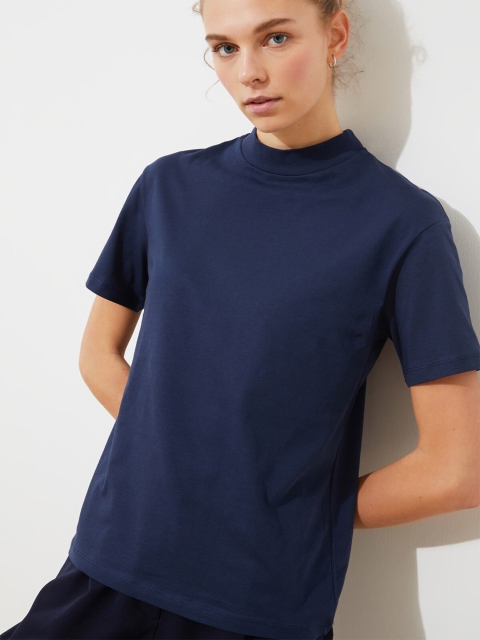 

Trendyol Women Navy Blue Solid Tshirt