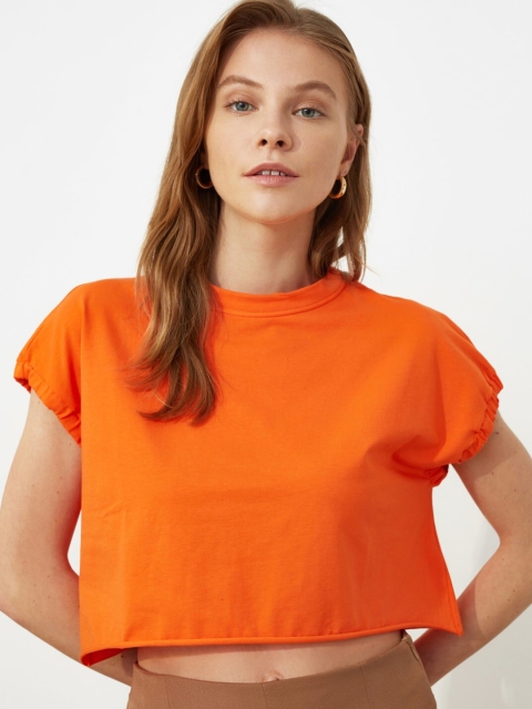 

Trendyol Women Bright Orange Solid Tshirt