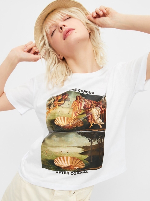 

Trendyol Women Classic White Printed Tshirt