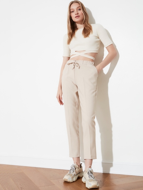 

Trendyol Women Beige Slim Fit Trousers