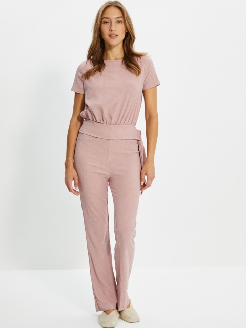 

Trendyol Women Rose Slim Fit High-Rise Trousers