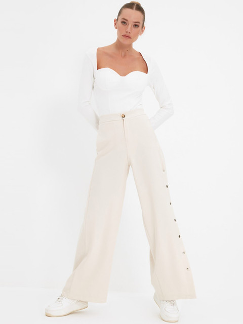 

Trendyol Women Grey Flared Trousers