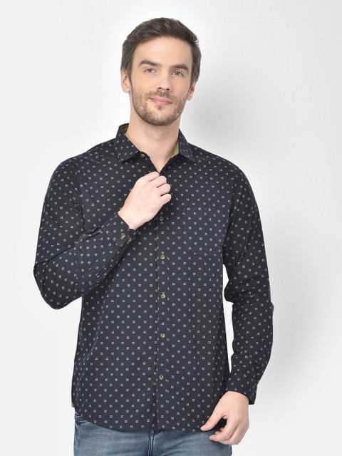 

Canary London Men Navy Blue Printed Casual Shirt