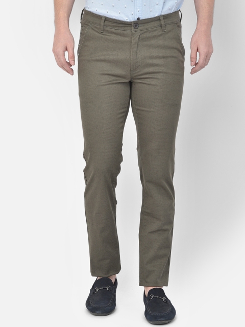 

Canary London Men Olive Green Smart Slim Fit Wrinkle Free Trousers