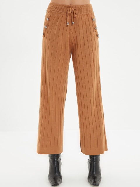 

Trendyol Women Camel Brown Flared Trousers