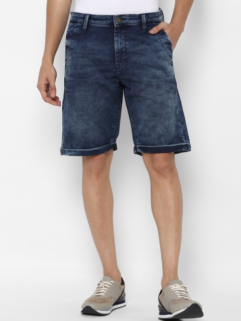 

Allen Solly Men Navy Blue Washed Slim Fit Denim Shorts