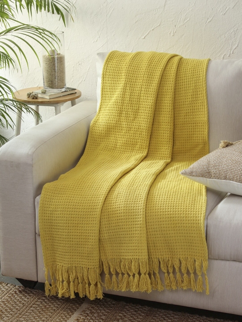 

House This Yellow Solid Pure Cotton Throw