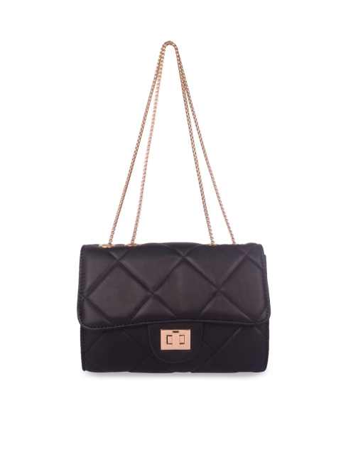 

Bagkok Woman Black Quilted Structured Sling Bag