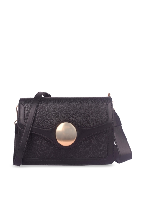 

Bagkok Women Black Textured PU Structured Sling Bag