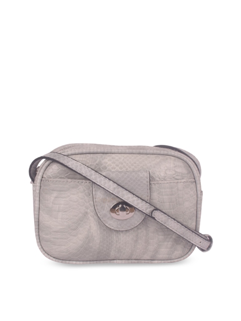 

Bagkok Women Grey Textured Structured Sling Bag