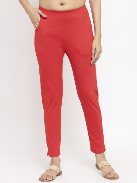 

NEUDIS Women Red Solid Slim Fit Ankle Length Leggings