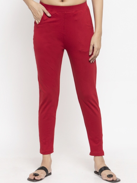 

NEUDIS Women Maroon Solid Ankle-Length Slim-Fit Leggings