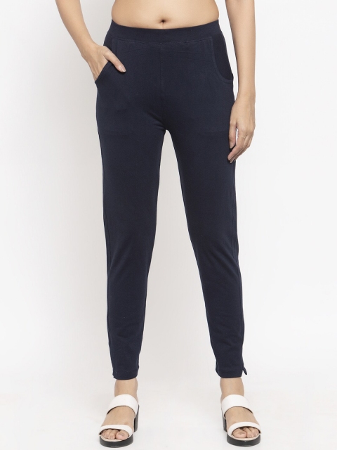 

NEUDIS Women Navy Blue Solid Slim-Fit Ankle-Length Leggings