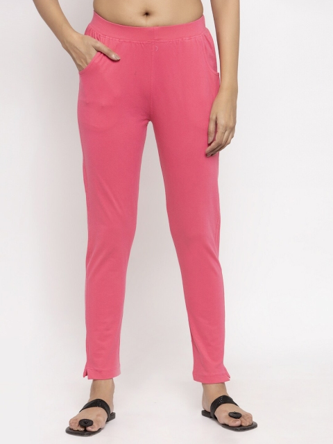 

NEUDIS Women Pink Solid Slim-Fit Ankle-Length Leggings