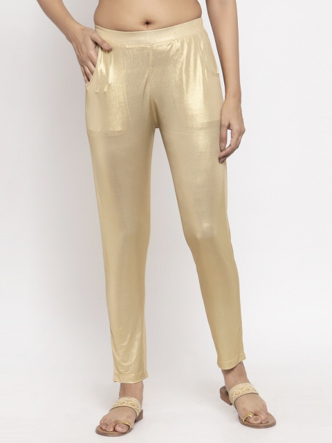 

NEUDIS Women Gold-Coloured Shimmer Ankle Length Jeggings