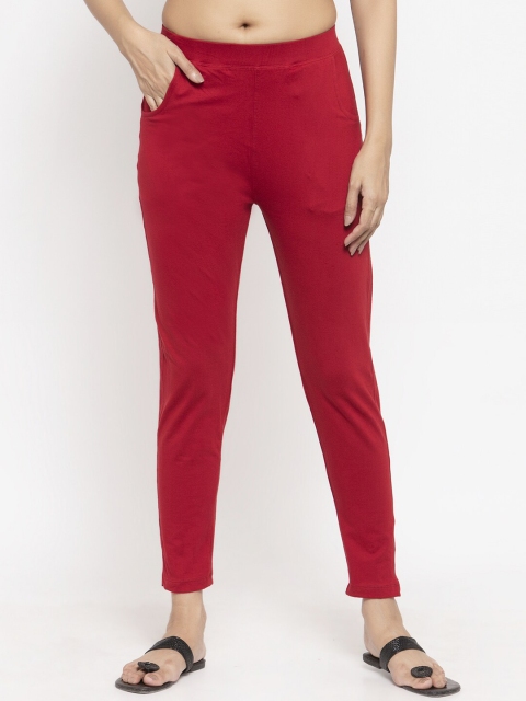

NEUDIS Women Maroon Lycra Cotton Ankle Length Jeggings
