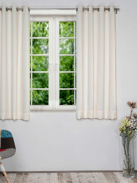 

SHIVANAA HOMES Single Cream-Coloured Black Out Window Curtain