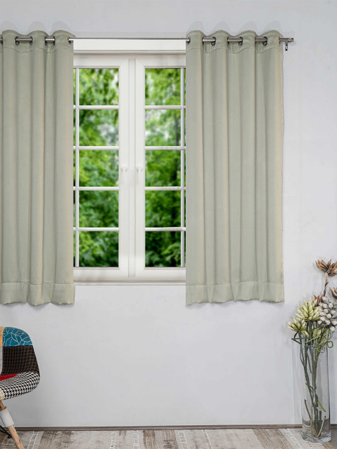 

SHIVANAA HOMES Olive Green Black Out Window Curtain