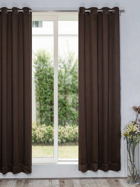 

SHIVANAA HOMES Coffee Brown Black Out Long Door Curtain
