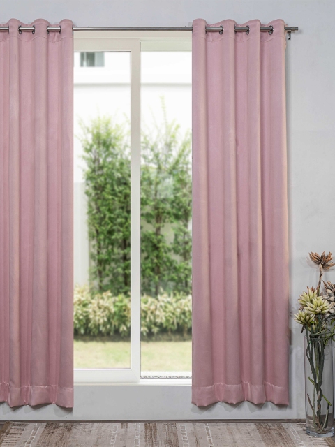 

SHIVANAA HOMES Pink Black Out Door Curtain