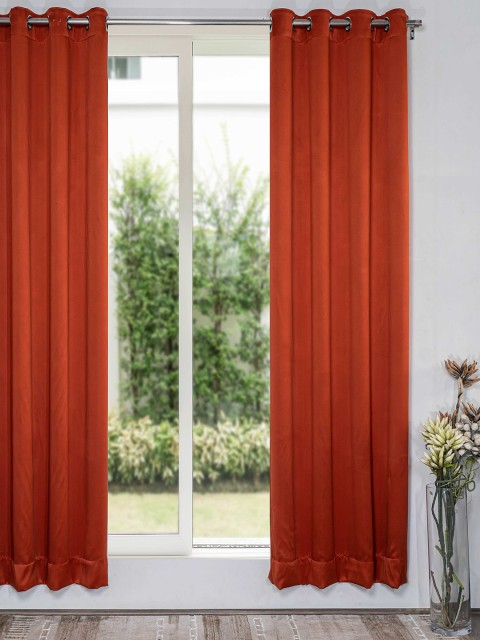 

SHIVANAA HOMES Orange Solid Long Door Curtains