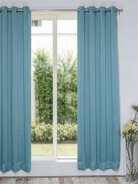 

SHIVANAA HOMES Teal Black Out Door Curtain