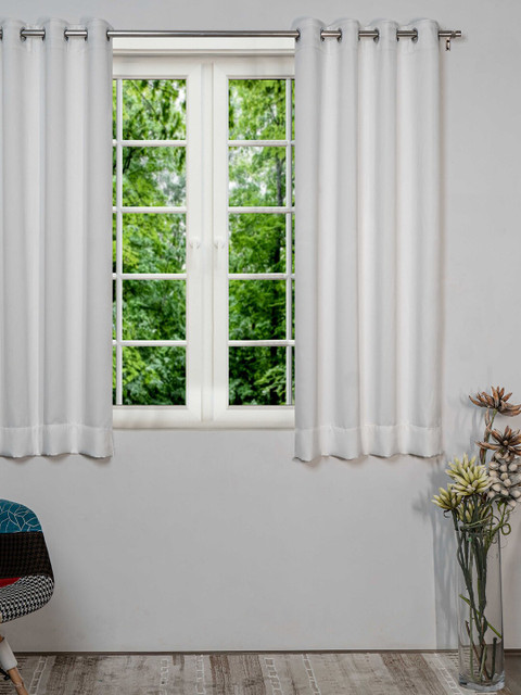 

SHIVANAA HOMES White Black Out Window Curtain