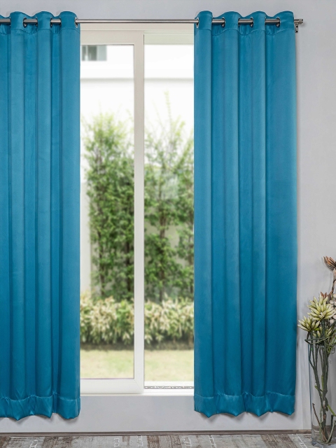 

SHIVANAA HOMES Blue Black Out Long Door Curtain