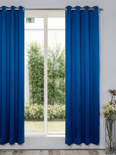 

SHIVANAA HOMES Blue Black Out Door Curtain