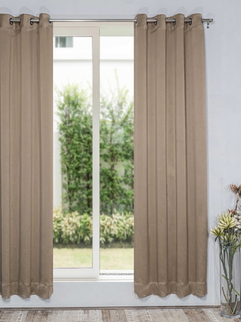 

SHIVANAA HOMES Gold-Toned Black Out Long Door Curtain
