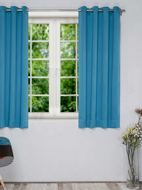 

SHIVANAA HOMES Blue Black Out Window Curtain