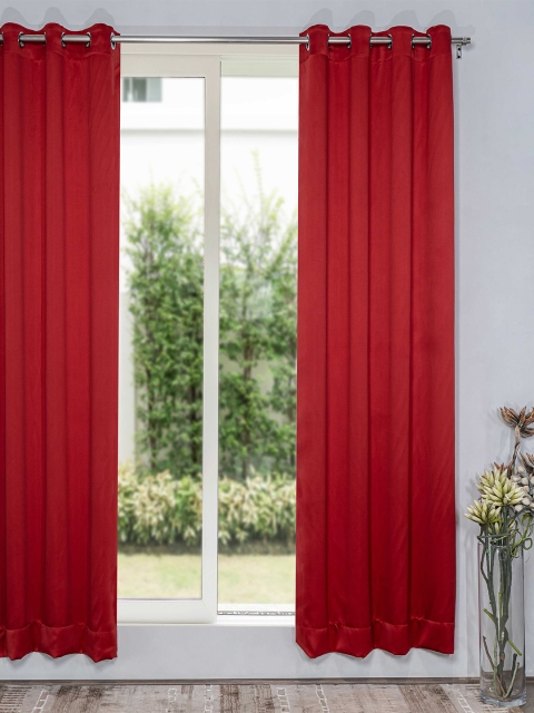

SHIVANAA HOMES Red Black Out Door Curtain
