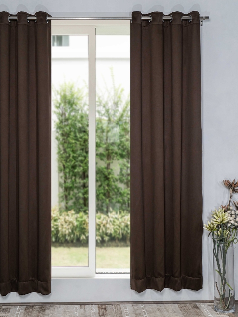 

SHIVANAA HOMES Single Coffee Brown Black Out Door Curtain