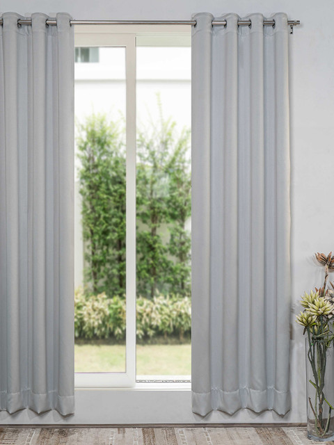 

SHIVANAA HOMES Set of 2 Grey Black Out Door Curtain
