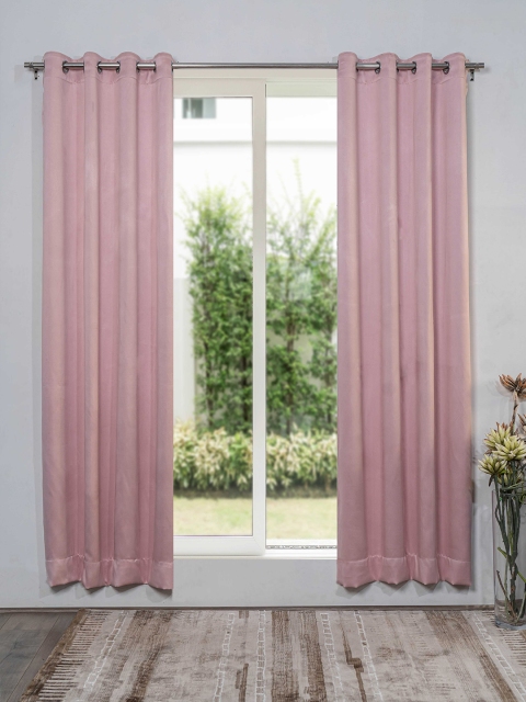 

SHIVANAA HOMES Set Of 2 Pink Black Out Door Curtain