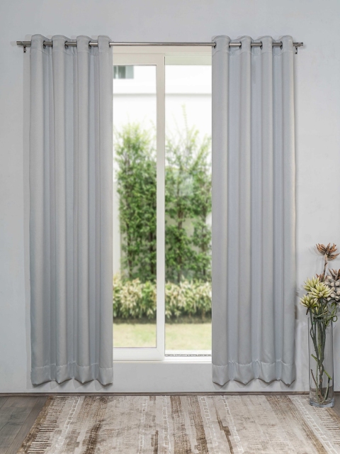 

SHIVANAA HOMES Grey Melange Set of 2 Black Out Door Curtain