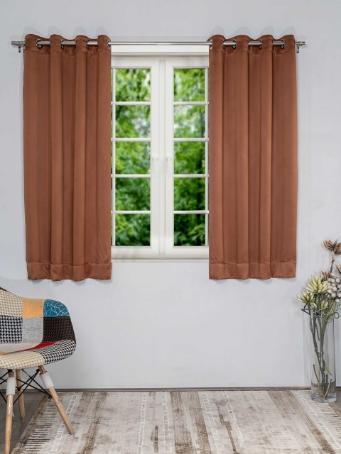 

SHIVANAA HOMES Copper-Toned Set of 2 Black Out Window Curtain