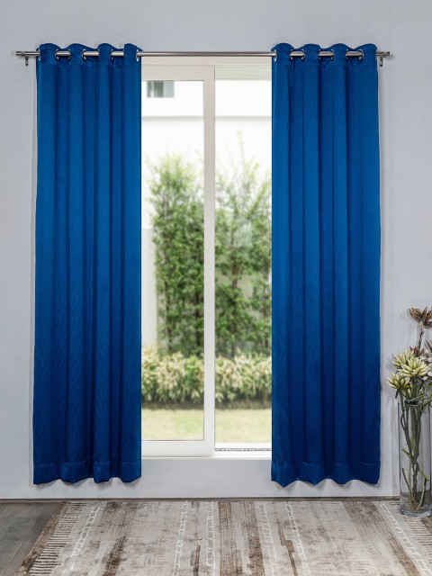 

SHIVANAA HOMES Set Of 2 Blue Black Out Long Door Curtain