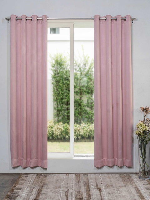 

SHIVANAA HOMES Pink Set of 2 Black Out Long Door Curtain