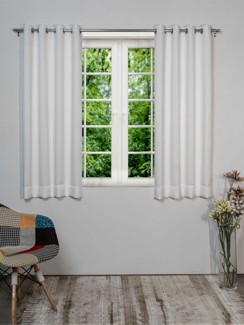 

SHIVANAA HOMES Set of 2 White Black Out Long Door Curtain