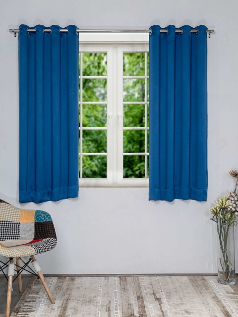 

SHIVANAA HOMES Blue Set of 2 Black Out Window Curtain