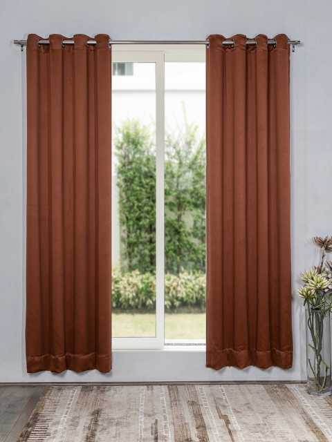 

SHIVANAA HOMES Brown Set of 2 Black Out Door Curtains