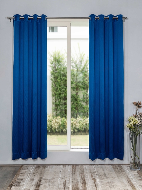 

SHIVANAA HOMES Set of 2 Blue Black Out Door Curtain
