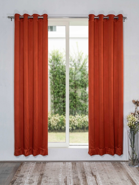 

SHIVANAA HOMES Pack Of 2 Orange Solid Door Curtains