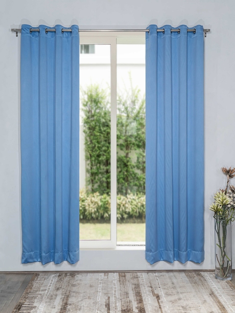 

SHIVANAA HOMES Turquoise Blue Set of 2 Black Out Long Door Curtain