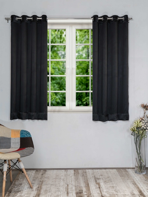 

SHIVANAA HOMES Set Of 2 Black Black Out Window Curtain